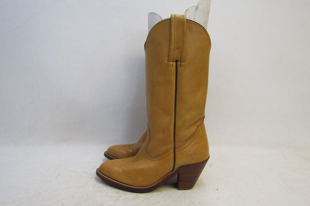Frye Womens Size 5.5 B Orange Leather Cowboy Western Boots